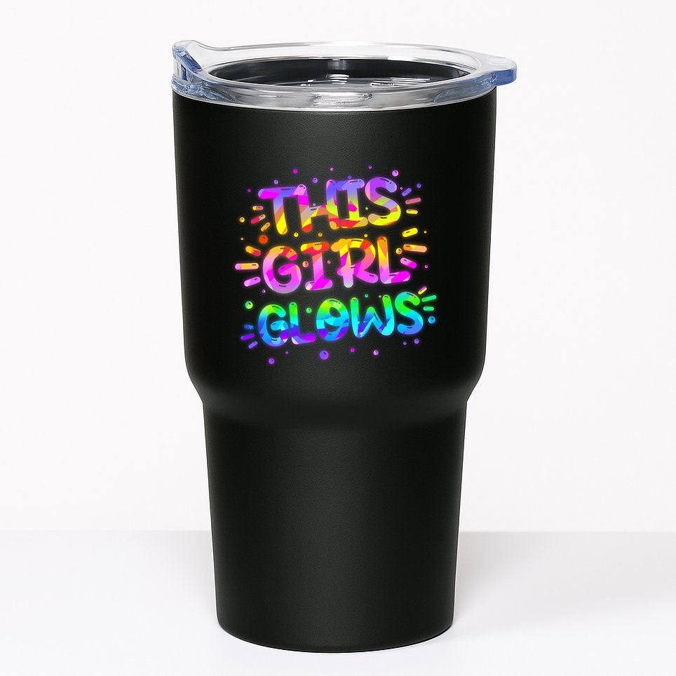 Cute Neon This Girl Glows Tumbler