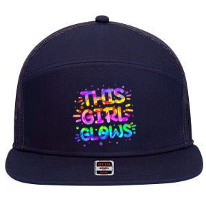 Cute Neon This Girl Glows 7 Panel Mesh Trucker Snapback Hat