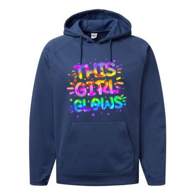 Cute Neon This Girl Glows Performance Fleece Hoodie