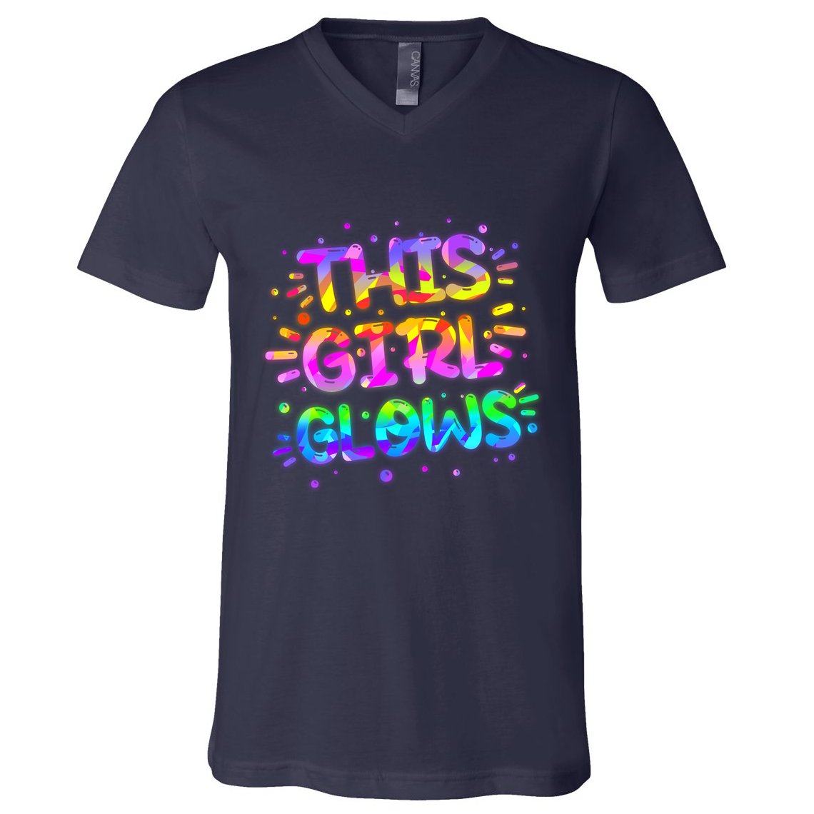 Cute Neon This Girl Glows V-Neck T-Shirt