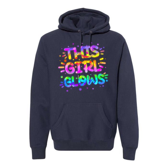 Cute Neon This Girl Glows Premium Hoodie