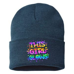 Cute Neon This Girl Glows Sustainable Knit Beanie