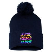 Cute Neon This Girl Glows Pom Pom 12in Knit Beanie