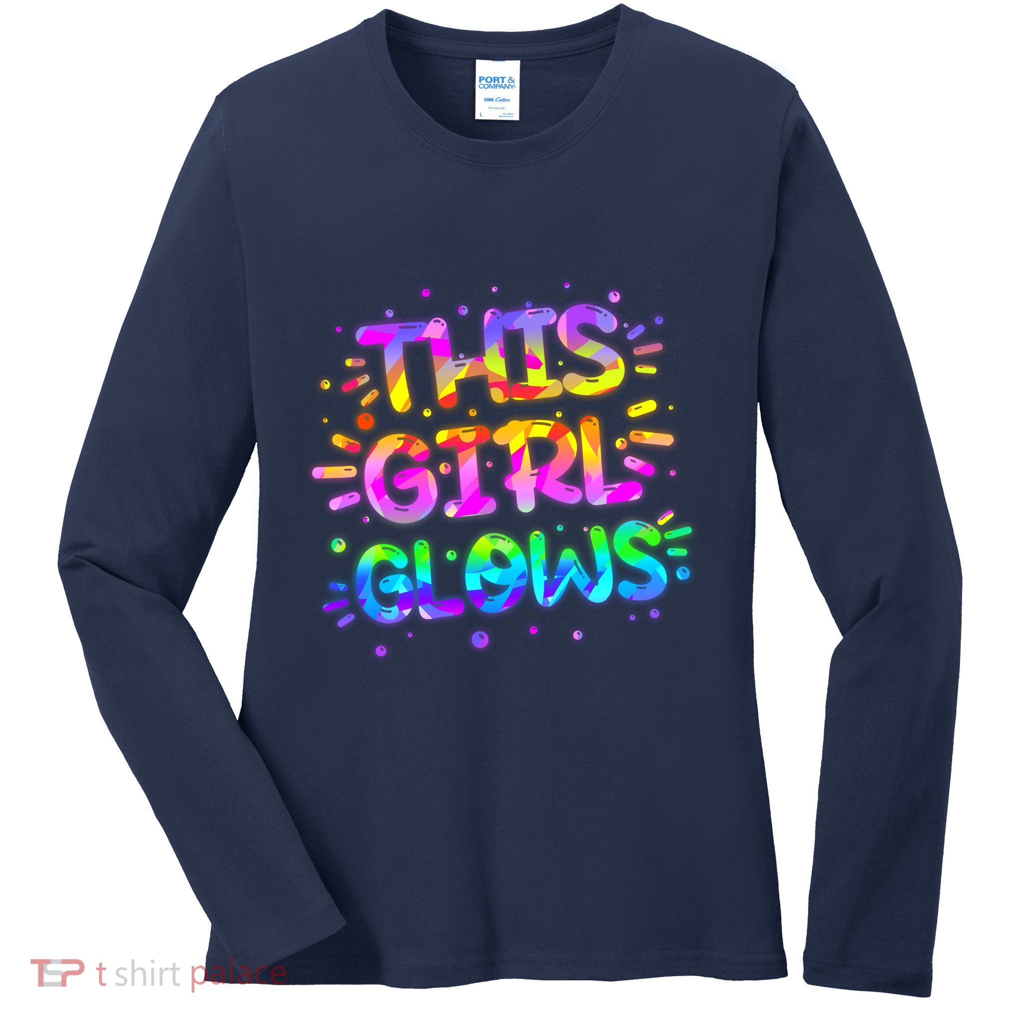 Cute Neon This Girl Glows Ladies Long Sleeve Shirt