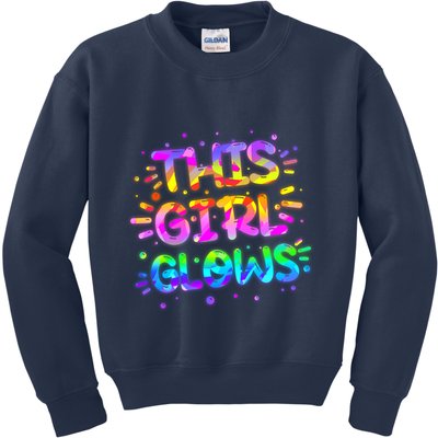 Cute Neon This Girl Glows Kids Sweatshirt