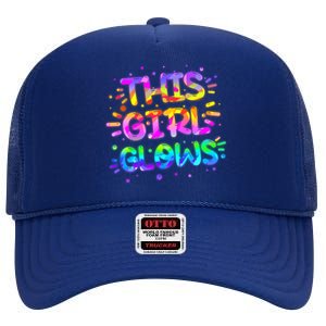 Cute Neon This Girl Glows High Crown Mesh Back Trucker Hat