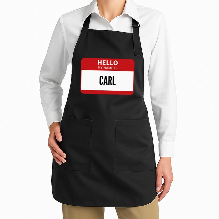 Carl Name Tag Hello My Name Is Carl Full-Length Apron With Pockets