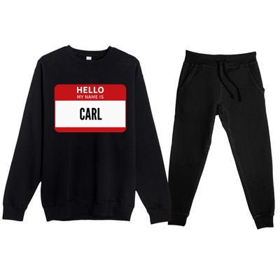 Carl Name Tag Hello My Name Is Carl Premium Crewneck Sweatsuit Set