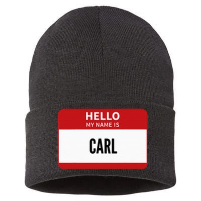 Carl Name Tag Hello My Name Is Carl Sustainable Knit Beanie