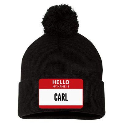 Carl Name Tag Hello My Name Is Carl Pom Pom 12in Knit Beanie