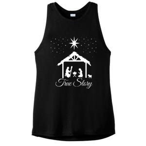 Christmas Nativity True Story Nativity Scene Gifts Ladies PosiCharge Tri-Blend Wicking Tank