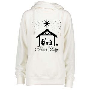 Christmas Nativity True Story Nativity Scene Gifts Womens Funnel Neck Pullover Hood