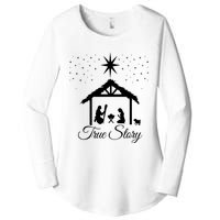 Christmas Nativity True Story Nativity Scene Gifts Women's Perfect Tri Tunic Long Sleeve Shirt