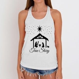 Christmas Nativity True Story Nativity Scene Gifts Women's Knotted Racerback Tank