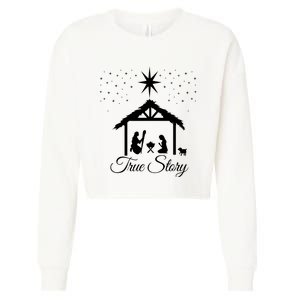 Christmas Nativity True Story Nativity Scene Gifts Cropped Pullover Crew