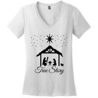 Christmas Nativity True Story Nativity Scene Gifts Women's V-Neck T-Shirt