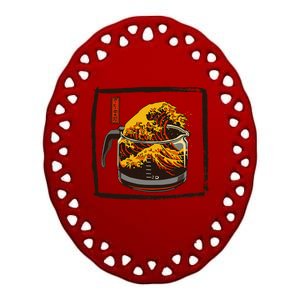 Coffee No Taizan Mount Fuji Wave Japan Ceramic Oval Ornament