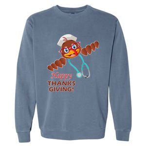 Cute Nurse Turkey Happy Thanksgiving Day For Nurses Garment-Dyed Sweatshirt