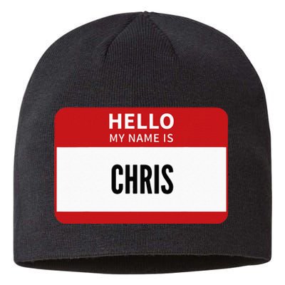 Chris Name Tag Hello My Name Is Chris Sustainable Beanie