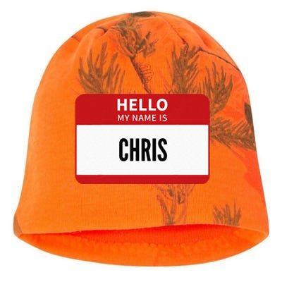 Chris Name Tag Hello My Name Is Chris Kati - Camo Knit Beanie