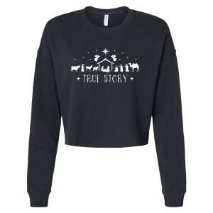 Christmas Nativity True Story Nativity Scene  Cropped Pullover Crew