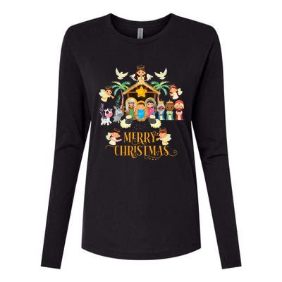 Christmas Nativity True Story Nativity Scene Gifts  Womens Cotton Relaxed Long Sleeve T-Shirt