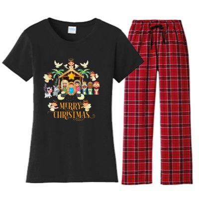 Christmas Nativity True Story Nativity Scene Gifts  Women's Flannel Pajama Set