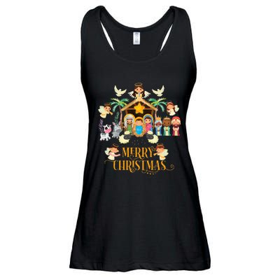 Christmas Nativity True Story Nativity Scene Gifts  Ladies Essential Flowy Tank