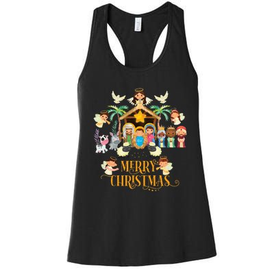 Christmas Nativity True Story Nativity Scene Gifts  Women's Racerback Tank