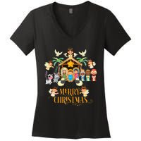 Christmas Nativity True Story Nativity Scene Gifts  Women's V-Neck T-Shirt