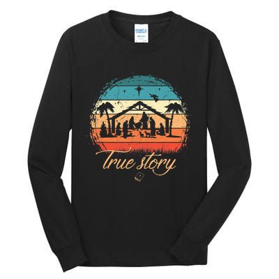 Christmas Nativity True Story Nativity Scene Gifts Tall Long Sleeve T-Shirt