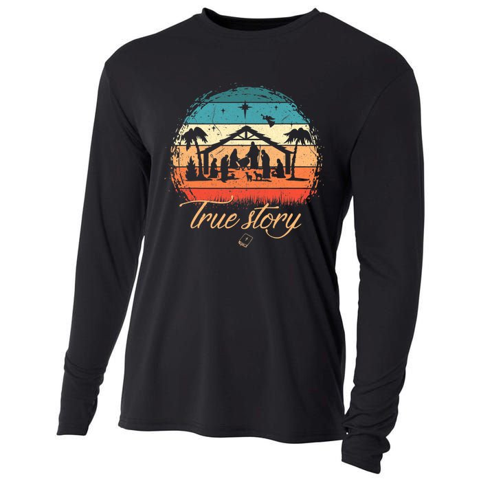 Christmas Nativity True Story Nativity Scene Gifts Cooling Performance Long Sleeve Crew