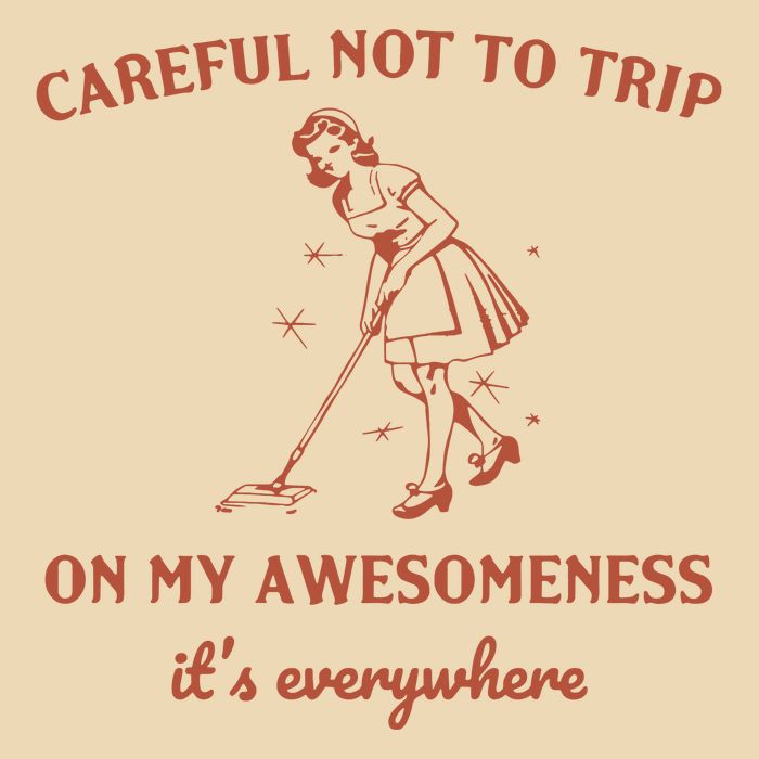 Careful Not To Trip On My Awesomeness Retro Drawstring Bag