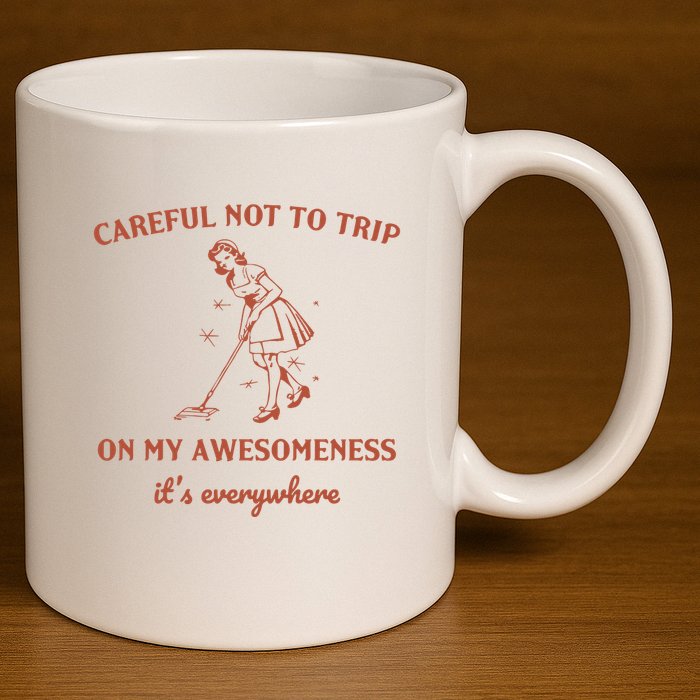 Careful Not To Trip On My Awesomeness Retro 11oz C Handle Ceramic Mug