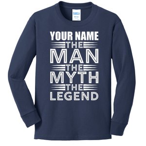 Custom Name The Man The Myth The Legend Kids Long Sleeve Shirt