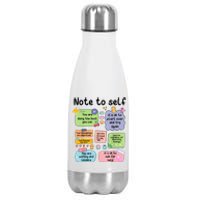 Counselor Note To Self Mental Health School Psychologist Stainless Steel Insulated Water Bottle