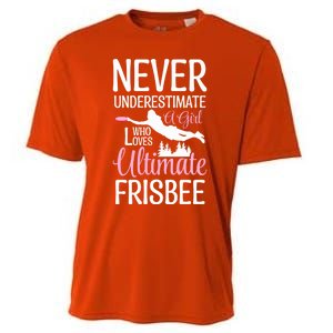 Cute Never Underestimate A Who Loves Ultimate Frisbee Gift Cooling Performance Crew T-Shirt