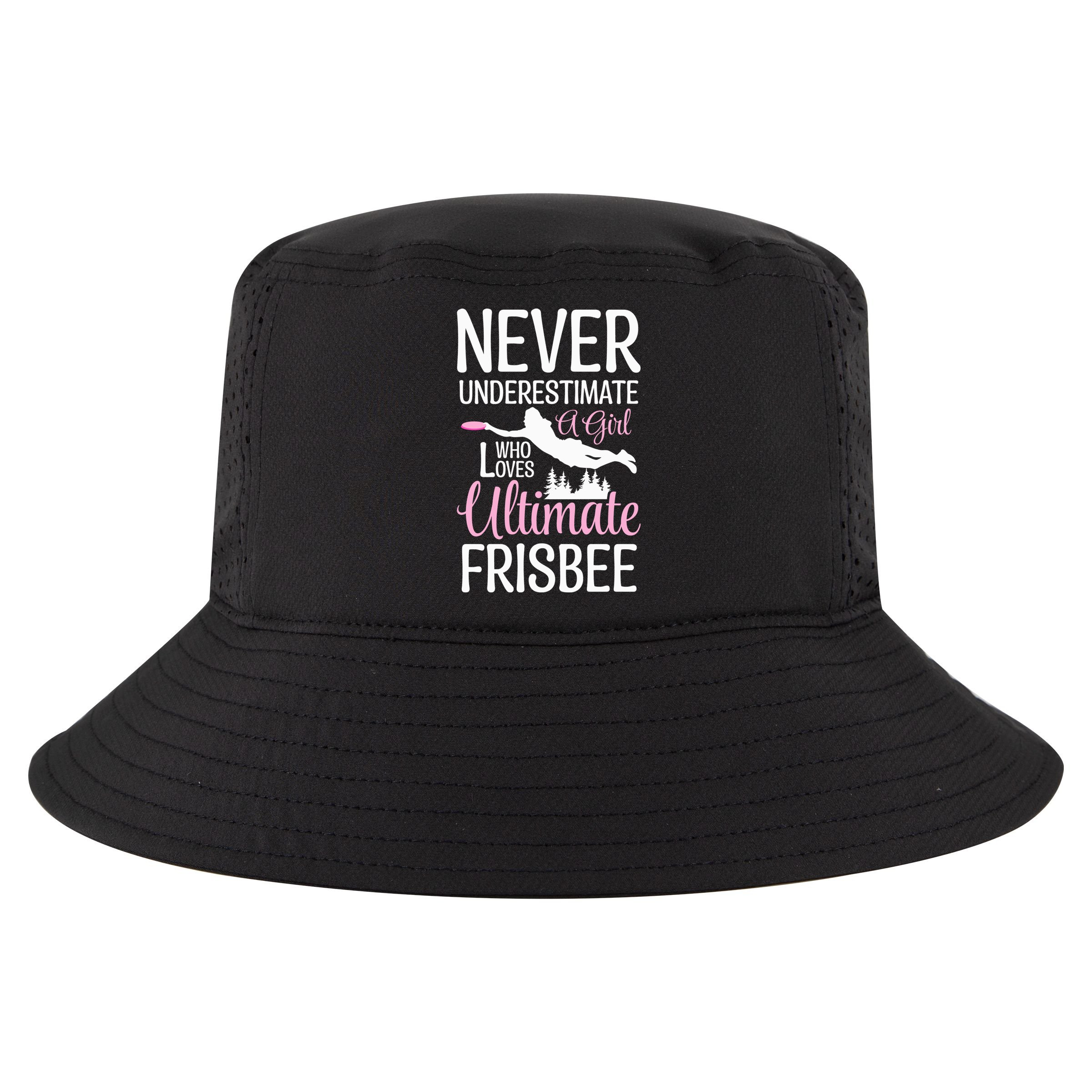 Cute Never Underestimate A Who Loves Ultimate Frisbee Gift Cool Comfort Performance Bucket Hat