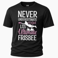 Cute Never Underestimate A Who Loves Ultimate Frisbee Gift Cooling Performance Crew T-Shirt