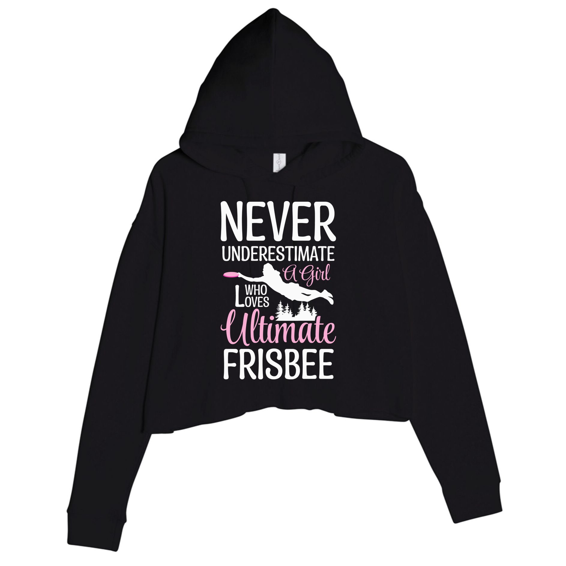 Cute Never Underestimate A Who Loves Ultimate Frisbee Gift Crop Fleece Hoodie