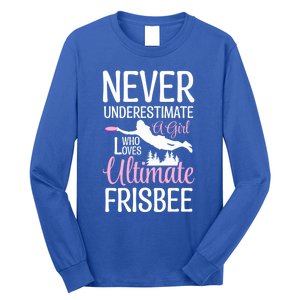 Cute Never Underestimate A Who Loves Ultimate Frisbee Gift Long Sleeve Shirt