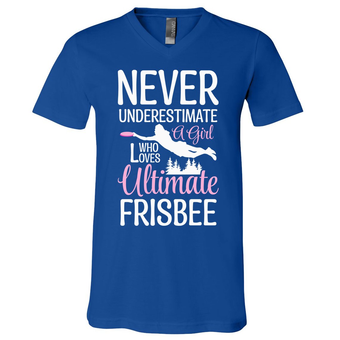 Cute Never Underestimate A Who Loves Ultimate Frisbee Gift V-Neck T-Shirt