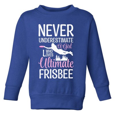 Cute Never Underestimate A Who Loves Ultimate Frisbee Gift Toddler Sweatshirt