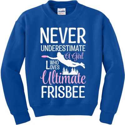 Cute Never Underestimate A Who Loves Ultimate Frisbee Gift Kids Sweatshirt
