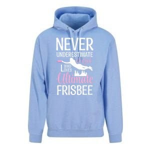 Cute Never Underestimate A Who Loves Ultimate Frisbee Gift Unisex Surf Hoodie