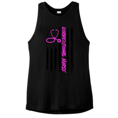 Correctional Nurse Usa Flag Healthcare Medical Prison Nurse Great Gift Ladies PosiCharge Tri-Blend Wicking Tank