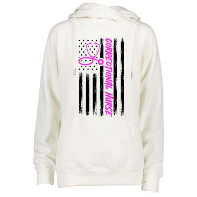 Correctional Nurse Usa Flag Healthcare Medical Prison Nurse Great Gift Womens Funnel Neck Pullover Hood