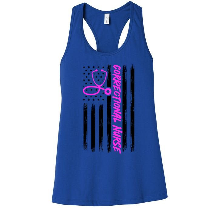 Correctional Nurse Usa Flag Healthcare Medical Prison Nurse Great Gift Women's Racerback Tank