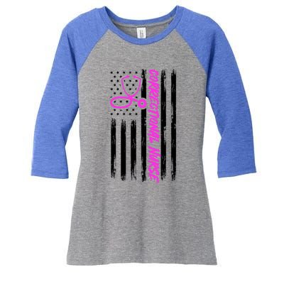 Correctional Nurse Usa Flag Healthcare Medical Prison Nurse Great Gift Women's Tri-Blend 3/4-Sleeve Raglan Shirt