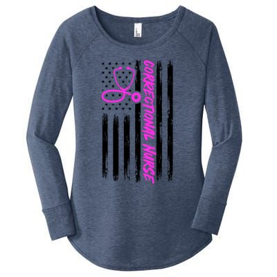 Correctional Nurse Usa Flag Healthcare Medical Prison Nurse Great Gift Women's Perfect Tri Tunic Long Sleeve Shirt